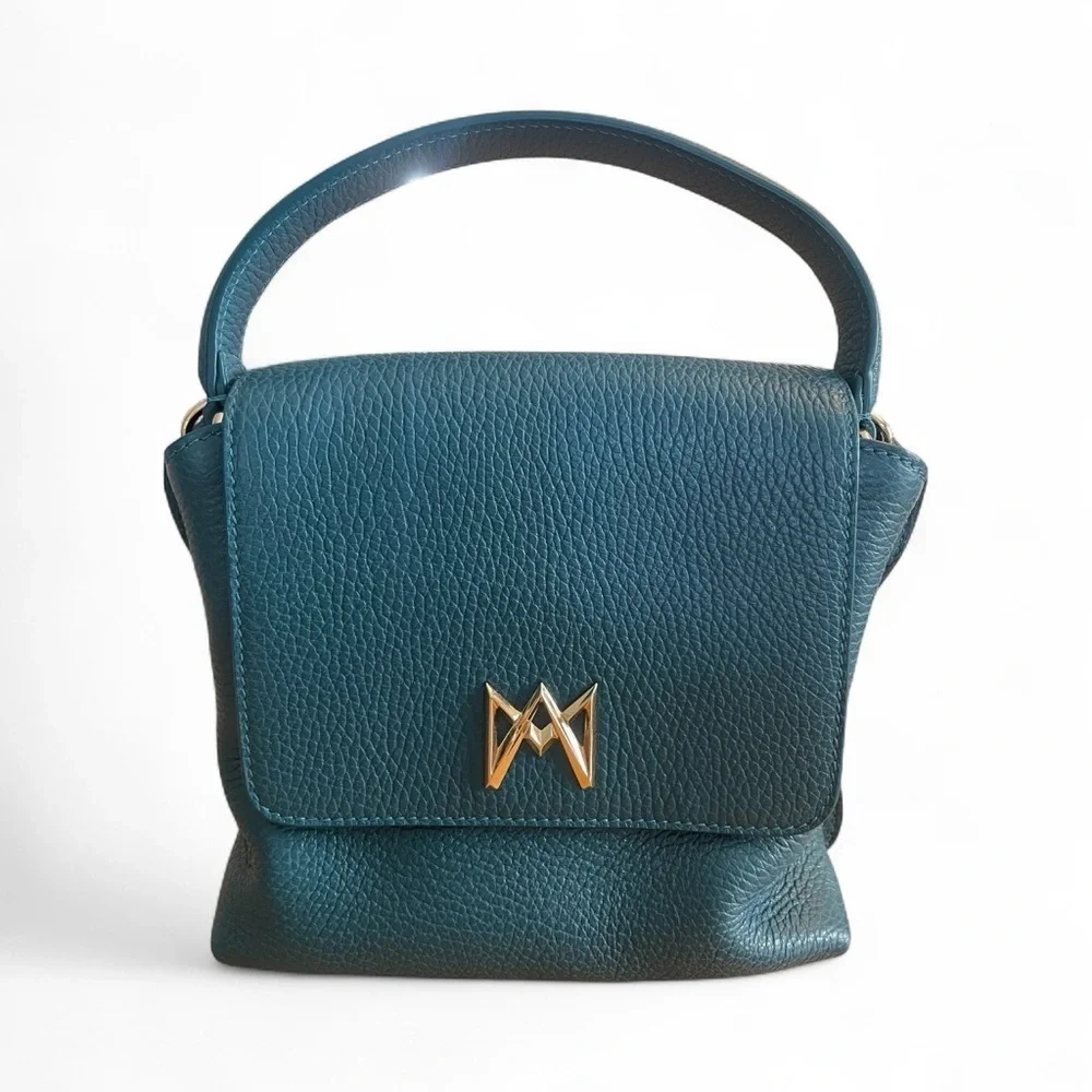 AMA Ambra Medium Crossbody in Peacock Teal/Made in Italy